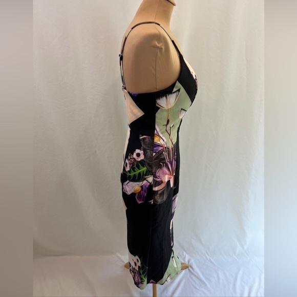 Bariano Australia Black Floral Tulip Hem Sheath MIDI Dress - Picture 5 of 10